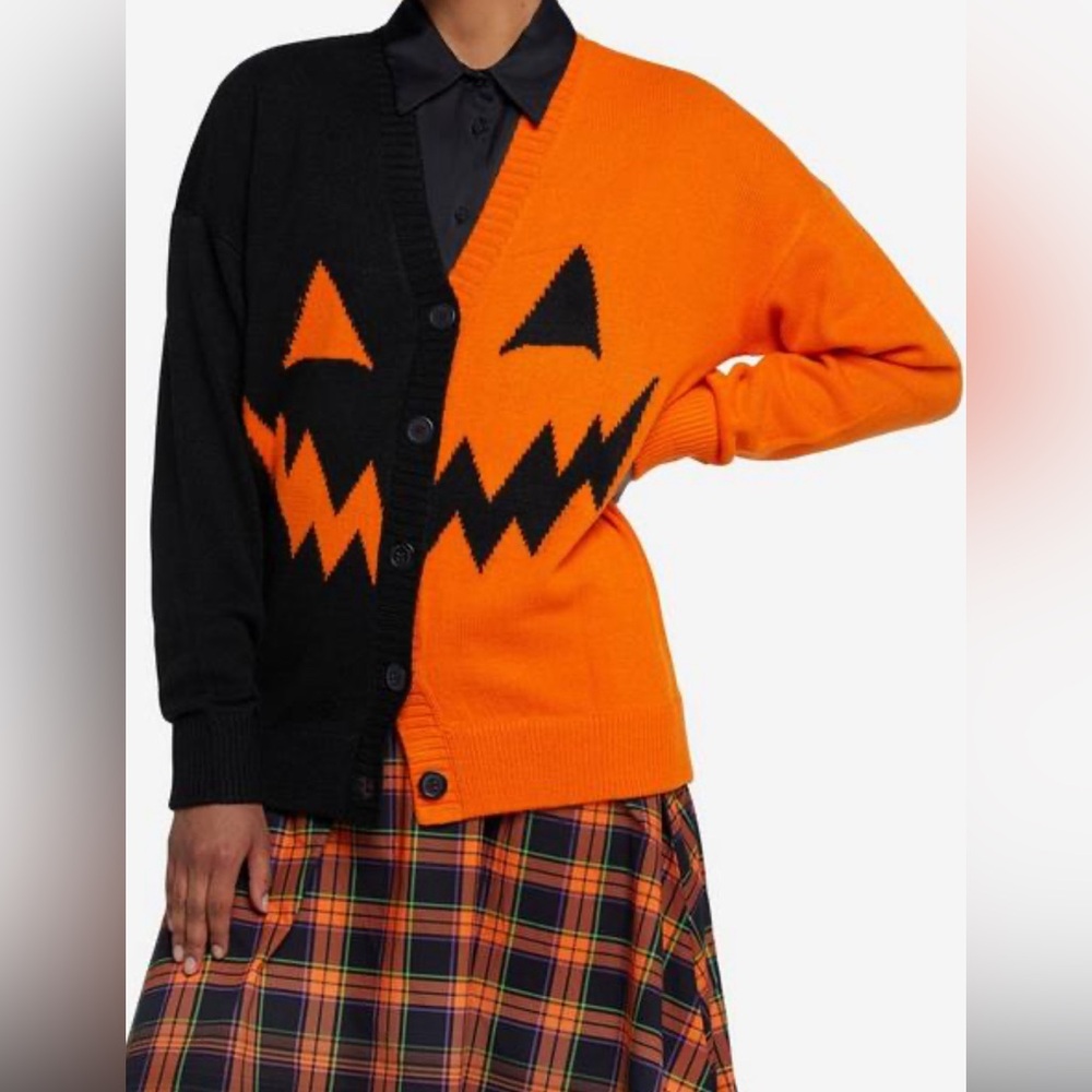Orange & Black Pumpkin Split Unisex Cardigan